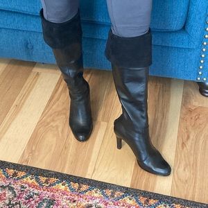 Black Ralph Lauren leather suede boots